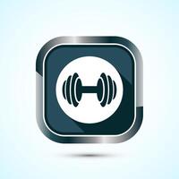Dumbbell icon design for fitness, gym, exercise, weightlifting. Gray Shadow Button Design vector
