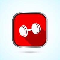 Dumbbell icon design for fitness, gym, exercise, weightlifting. Red Shadow Button Design vector
