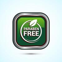 Paraben free icon design, suitable for product label. Green Color Square Button Design vector