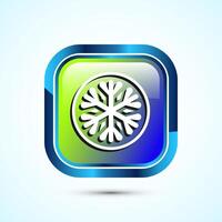 Snowflake icon design, Keep frozen icon. Glossy Square Button Design vector