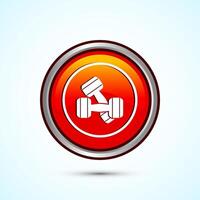 Dumbbell icon design for fitness, gym, exercise, weightlifting. Orange Color Round Button Design vector