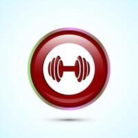 Dumbbell icon design for fitness, gym, exercise, weightlifting. Red Color Round Button Design vector