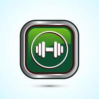 Dumbbell icon design for fitness, gym, exercise, weightlifting. Green Color Square Button Design vector