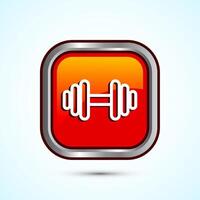 Dumbbell icon design for fitness, gym, exercise, weightlifting. Orange Color Square Button Design vector
