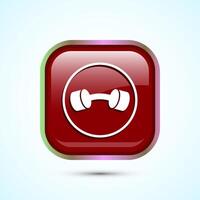 Dumbbell icon design for fitness, gym, exercise, weightlifting. Red Color Square Button Design vector