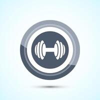 Dumbbell icon design for fitness, gym, exercise, weightlifting. Gray Color Button Design vector