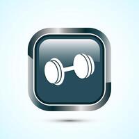 Dumbbell icon design for fitness, gym, exercise, weightlifting. Gray Color Square Button Design vector