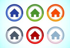 Home icon design illustration, main page icon for mobile and web, six color button set design vector