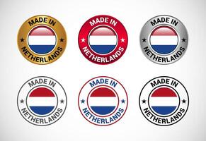 Made in Netherlands label icon with flag. Icon set for business, badge, seal, sticker, logo, and symbol vector