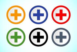 Plus icon set colorful design vector