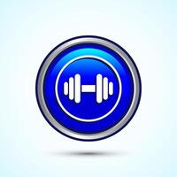Dumbbell icon design for fitness, gym, exercise, weightlifting. Blue Color Round Button Design vector