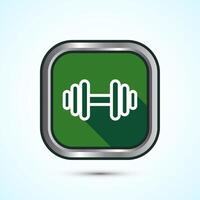 Dumbbell icon design for fitness, gym, exercise, weightlifting. Green Shadow Button Design vector