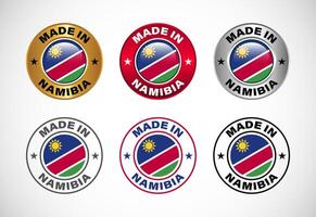 Made in Namibia label icon with flag. Icon set for business, badge, seal, sticker, logo, and symbol vector