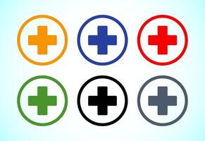 Plus icon design, Add icon set colorful design vector