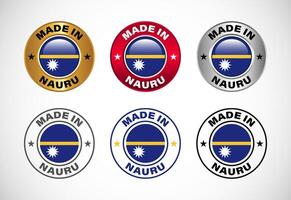 Made in Nauru label icon with flag. Icon set for business, badge, seal, sticker, logo, and symbol vector