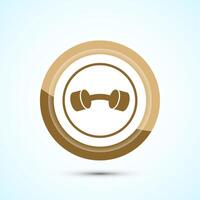 Dumbbell icon design for fitness, gym, exercise, weightlifting. GoldColor Button Design vector