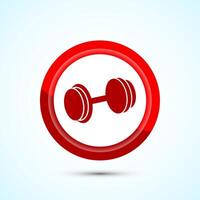 Dumbbell icon design for fitness, gym, exercise, weightlifting. Red Color Button Design vector