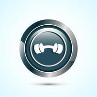 Dumbbell icon design for fitness, gym, exercise, weightlifting. Gray Color Round Button Design vector