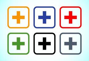 Plus icon, Add icon set colorful design vector