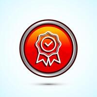 Warranty icon design, Warranty badge, Approval icon sign, Orange Color Round Button Design vector
