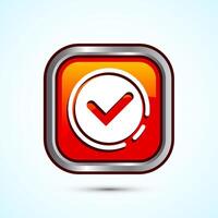 Warranty icon design, Warranty badge, Approval icon sign, Orange Color Square Button Design vector