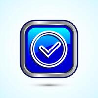 Warranty icon design, Warranty badge, Approval icon sign, Blue Color Square Button Design vector
