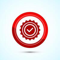Warranty icon design, Warranty badge, Approval icon sign, Red Color Button Design vector