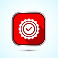 Warranty icon design, Warranty badge, Approval icon sign, Red Shadow Button Design vector
