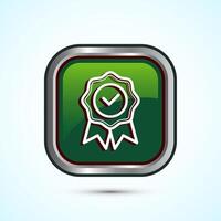 Warranty icon design, Warranty badge, Approval icon sign, Green Color Square Button Design vector