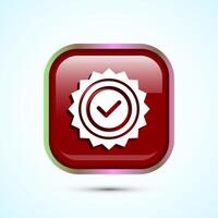 Warranty icon design, Warranty badge, Approval icon sign, Red Color Square Button Design vector