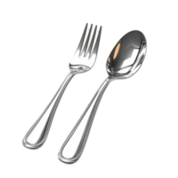 Silver Fork and Spoon Set on Transparent Background png