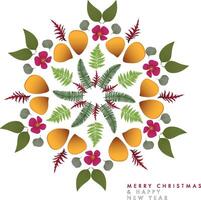 Snowflake with botanical elements vector