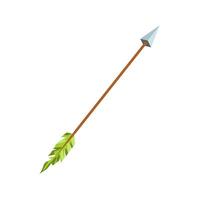 Magic arrow in flat design. Fantasy weapon for archery role playing. illustration isolated. vector