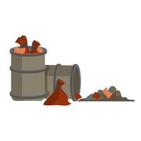 Garbage dump in flat design. Trash in bins and environmental pollution. illustration isolated. vector