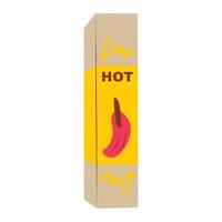 Hot snake in package in flat design. Crunchy spicy chips in paper box. illustration isolated. vector