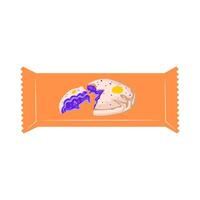 Cookie with filling in package in flat design. Sweet snack dessert in pack. illustration isolated. vector