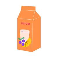 Fruit juice in package in flat design. Fresh drink in cardboard container. illustration isolated. vector