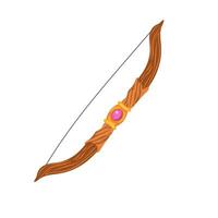 Magic bow in flat design. Fantasy weapon, tool for archery role playing. illustration isolated. vector