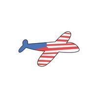 Airplane with flag of America illustration. Design element illustration icon airplane with American flag pattern. Illustration icon of airplane for various purposes vector