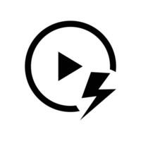 Play button icon. Flat design style eps 10. Charging power media player illustration element design. Charging power icon on media flayer for various purposes vector