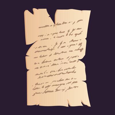 Old magic handwriting letter in flat design. Ancient document or manuscript. illustration isolated.