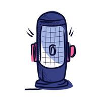 Microphone stand in flat design. Mic for podcast recording in studio. illustration isolated. vector