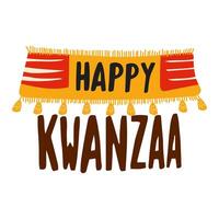 Happy Kwanzaa in flat design. Holiday greeting text with banner flag. illustration isolated. vector