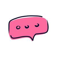 Pink speech bubble in flat design. Online message feedback symbol in doodle. illustration isolated. vector