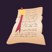 Old magic manuscript in flat design. Mediaeval wizard parchment page. illustration isolated. vector