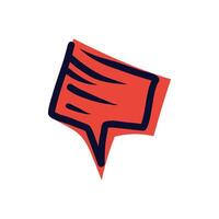 Red speech bubble in flat design. Online message feedback symbol in doodle. illustration isolated. vector