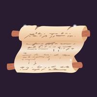 Old magic manuscript scroll in flat design. Ancient witchcraft parchment. illustration isolated. vector