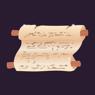 Old magic manuscript scroll in flat design. Ancient witchcraft parchment. illustration isolated.