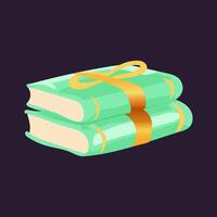 Old magic books in flat design. Stack of mystery handbooks with spells. illustration isolated. vector