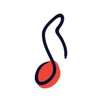 Music note in flat design. Musical audio and sound symbol in doodle shape. illustration isolated. vector